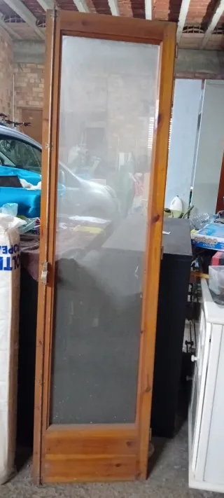 Doble puerta balconera madera y cristal