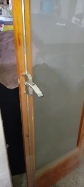 Doble puerta balconera madera y cristal