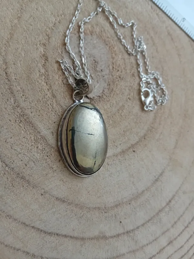 Collana in pirite dorata e argento 925