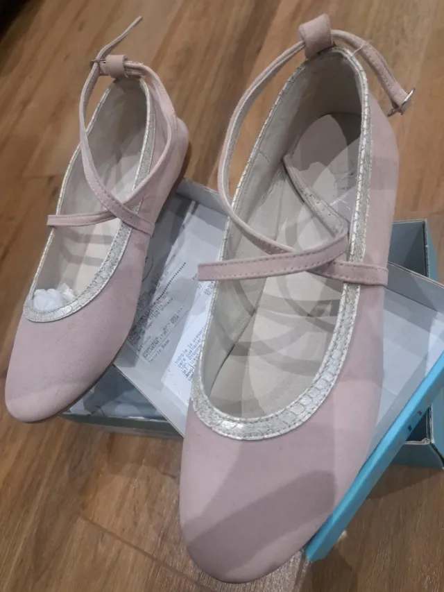Bailarinas Comunión Talla 36 Rosa/Plateado