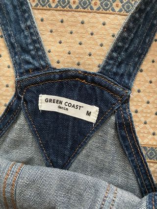 Peto vaquero denim con rayas laterales en rosa 