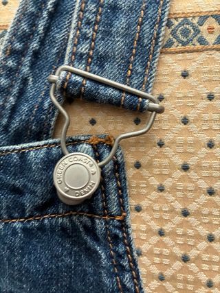 Peto vaquero denim con rayas laterales en rosa 