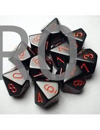 Set 10 Dados Opaque Black/Red Chessex