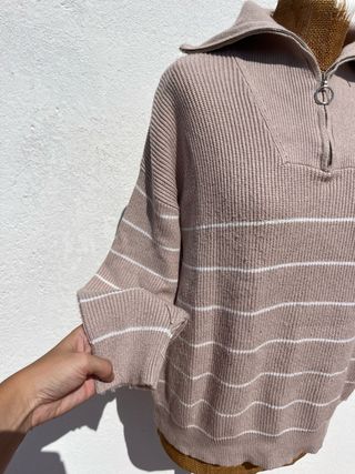 Jersey beige con cremallera talla M