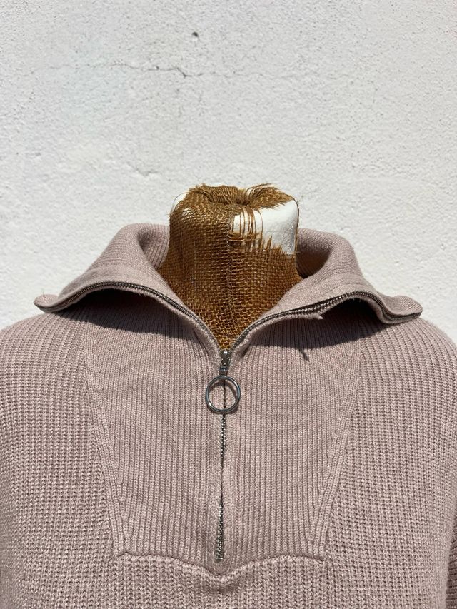 Jersey beige con cremallera talla M