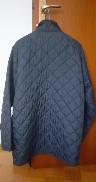 Giacca trapuntata blu con collo in velluto tg 48