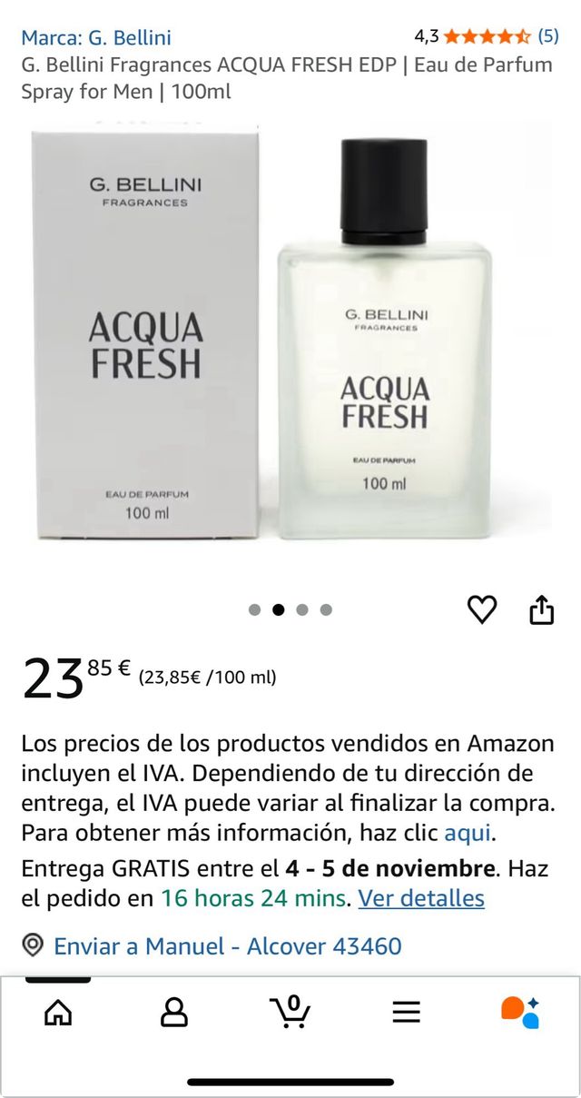 Acqua Fresh EDP 100ml Perfume ¡Envío Gratuito!
