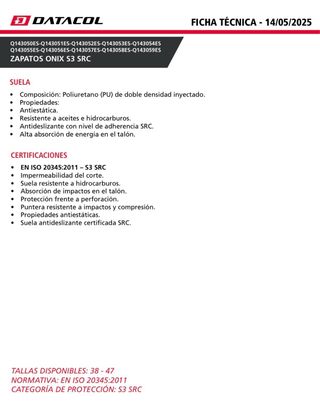 Zapatos de Seguridad Datalcol Onix S3 SRC