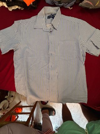 Camisa Rayas Azul y Blanca