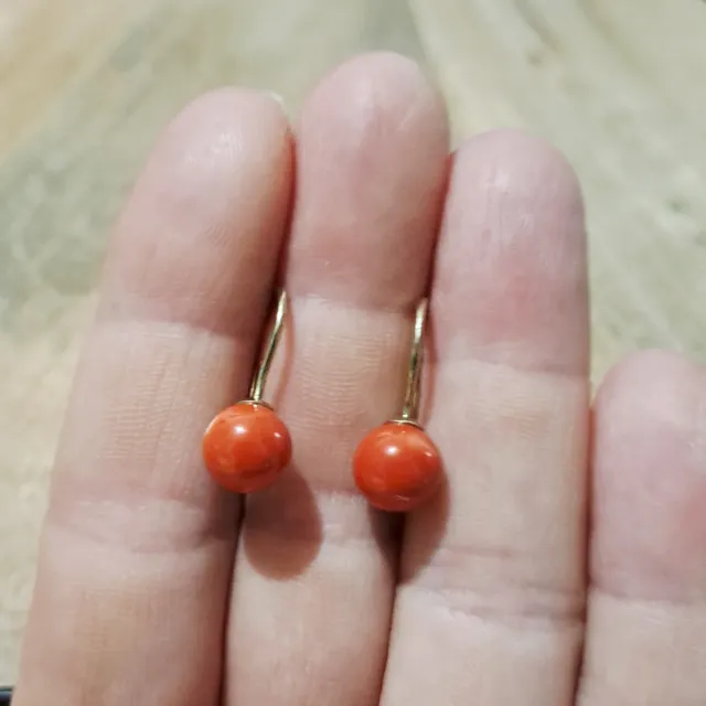 Pendientes Oro y Coral Rojo