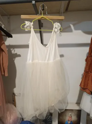 Vestido bailarina beige/blanco talla única