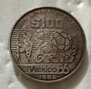 Moneda Copa Mundial Futbol Mexico 1985 Plata.