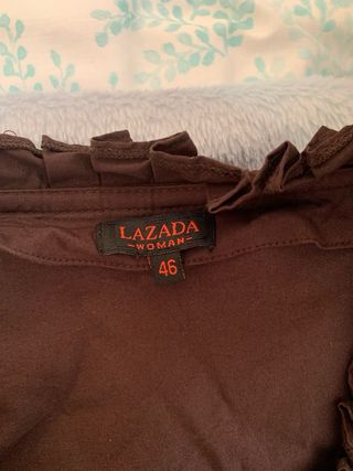 Blusa Lazada Woman marrón volantes talla L