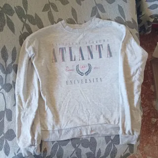 Sudadera Bershka Atlanta University Gris Claro