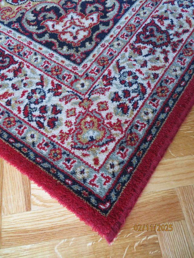 Alfombra roja clásica de lana 195 x 141cm grande