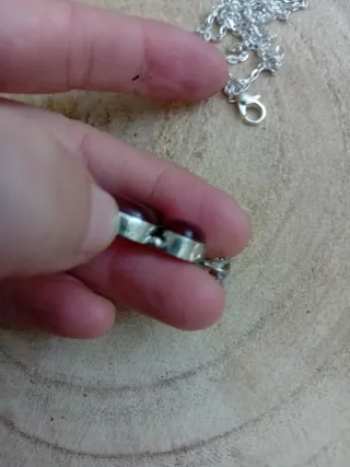 Collana ciondolo granato rosso argento