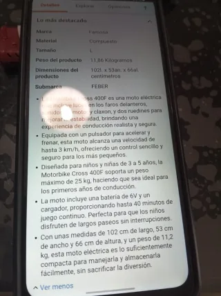 Moto niño a batería roja