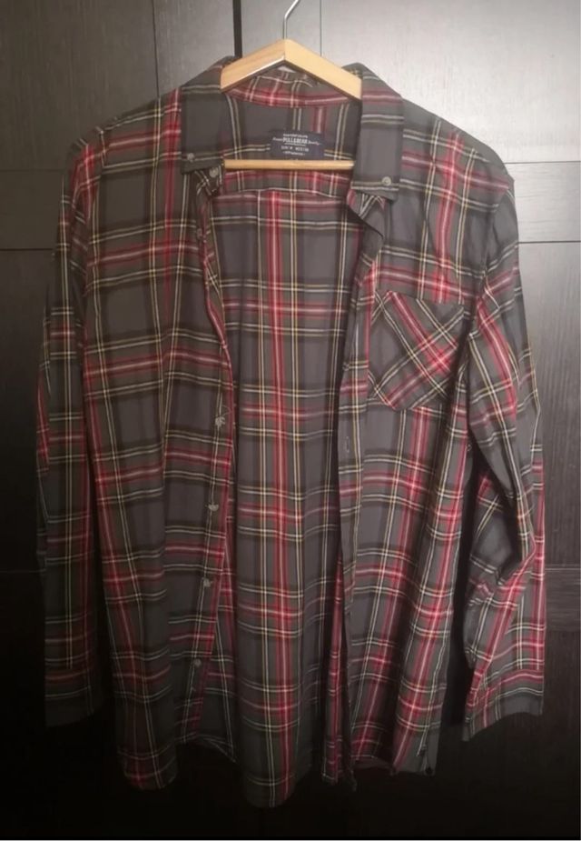 Camisa cuadros Pull&Bear Gris Talla M