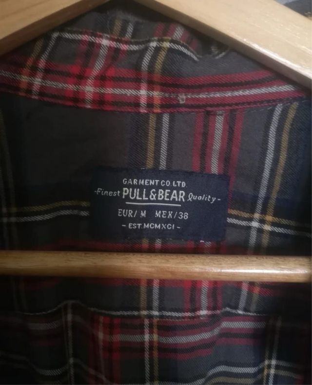 Camisa cuadros Pull&Bear Gris Talla M