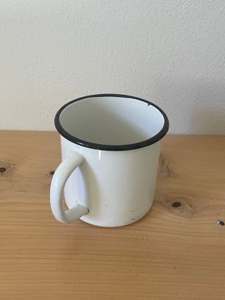 Tazza in Metallo smaltato Vintage stampa Fiori