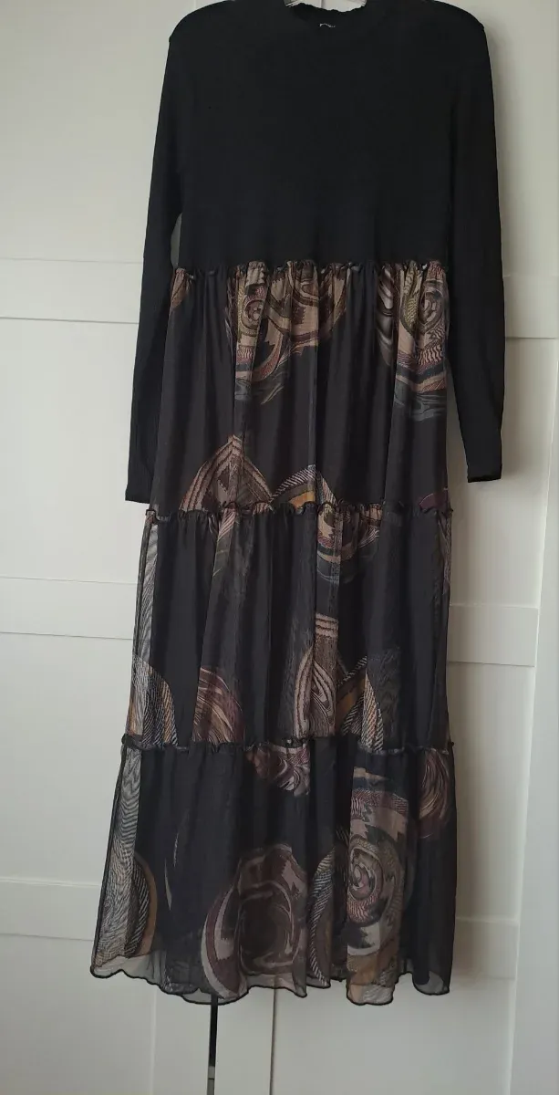 Vestido Desigual Negro Multicolor