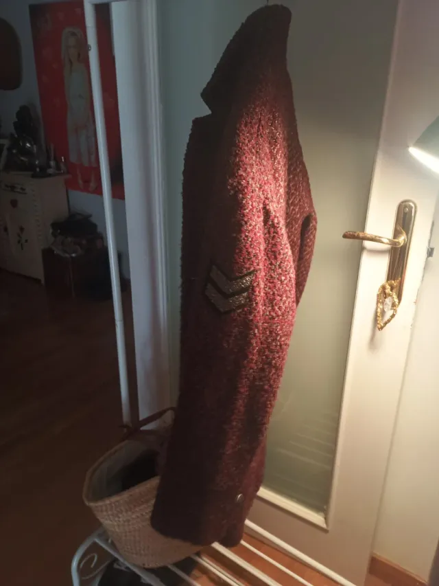 Abrigo paño mujer granate