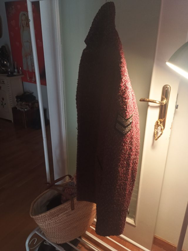 Abrigo paño mujer granate