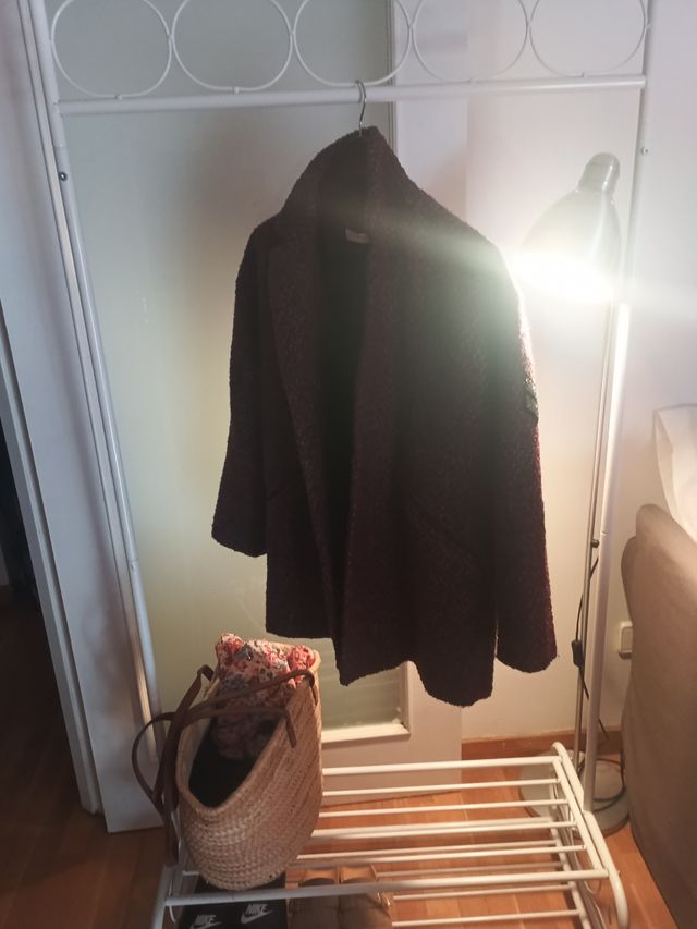 Abrigo paño mujer granate