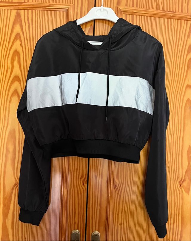 Sudadera Cortavientos Shein Talla S Negra Blanca