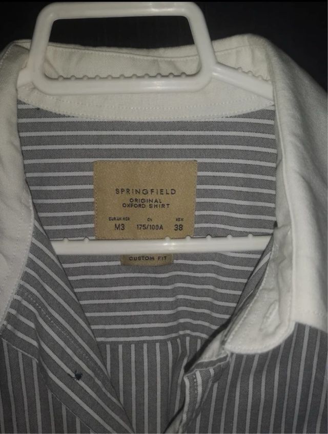 Camisa Springfield Talla M Rayas Gris/Blanco