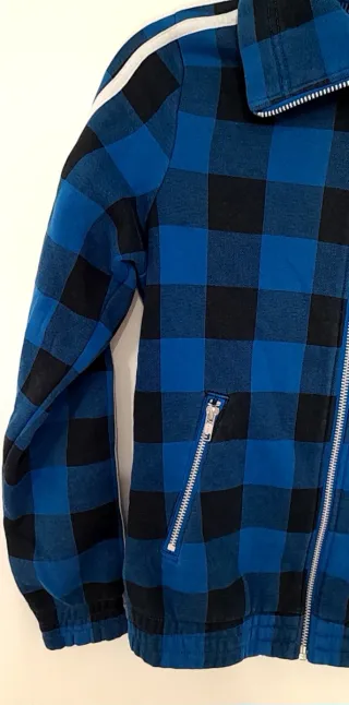 Chaqueta Adidas a cuadros azul y negra