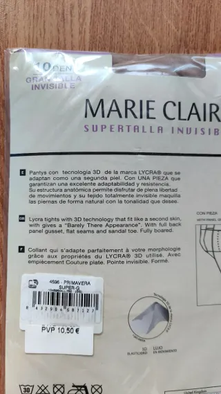 Panty 10 deniers Marie Claire Talla XL Beige