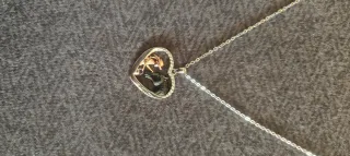 Collar Plata Corazón Verde