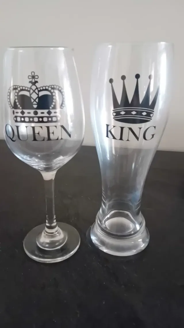 Set 2 Calici Birra Queen & King