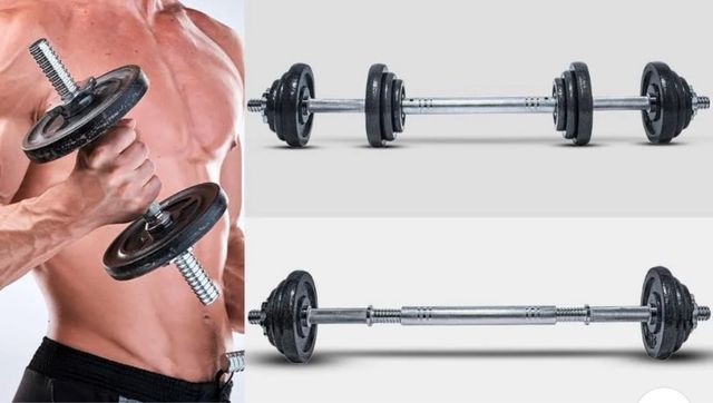 Set de pesas ajustables y multifoncionales.