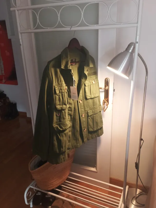 Chaqueta verde entretiempo mujer