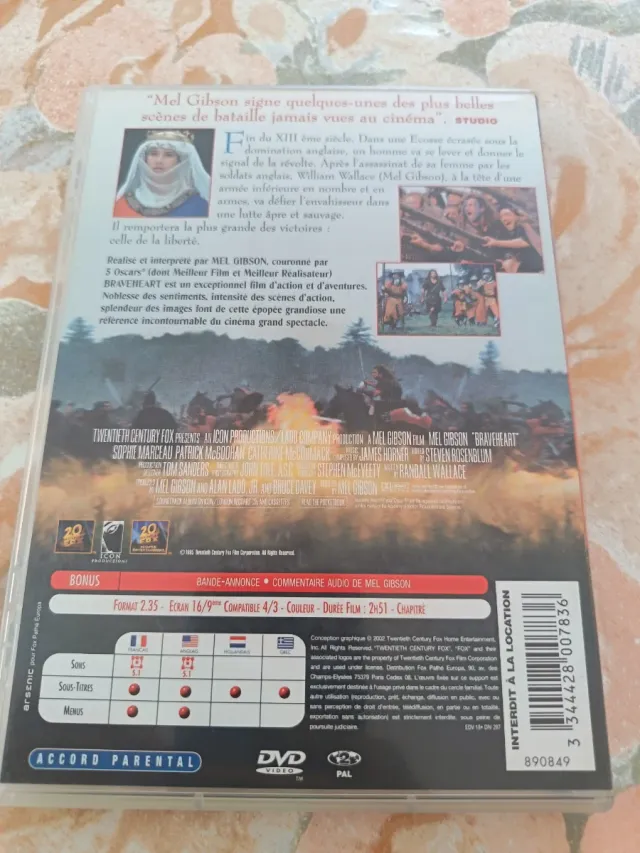 DVD Braveheart Mel Gibson