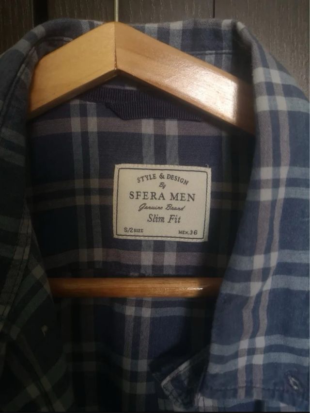 Camisa Sfera cuadros azul y gris