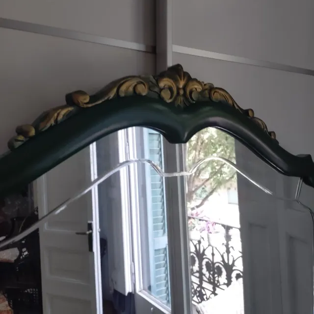 Cofre de Gaveta Vintage Verde Escuro Cúmoda com Espelho