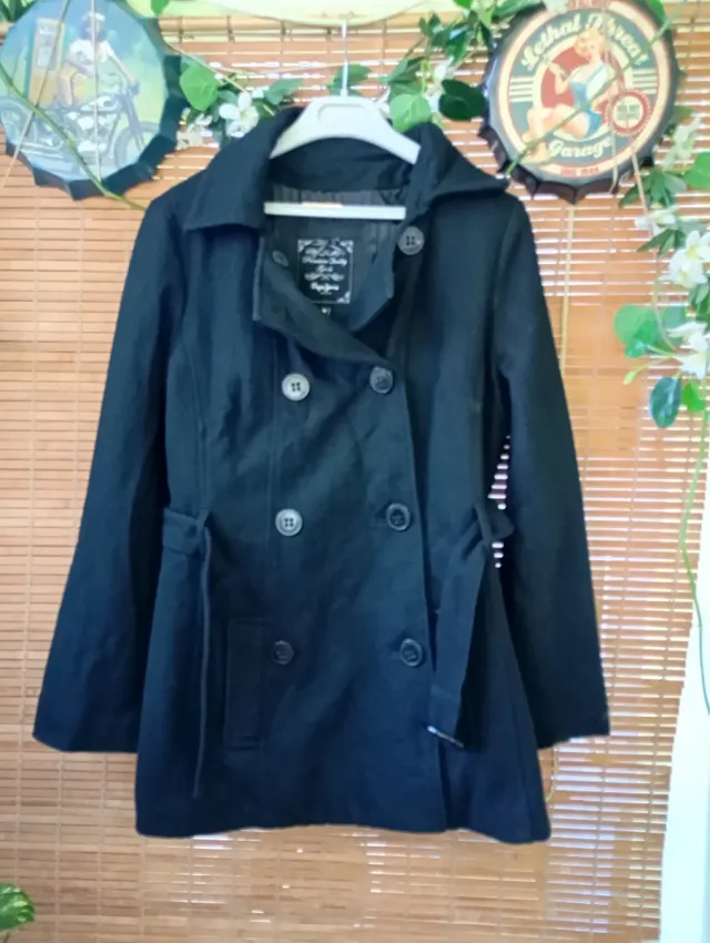 Abrigo largo negro mujer