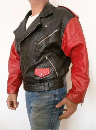 Cruzada Cuero auténtico Rockera Vintage L oversize