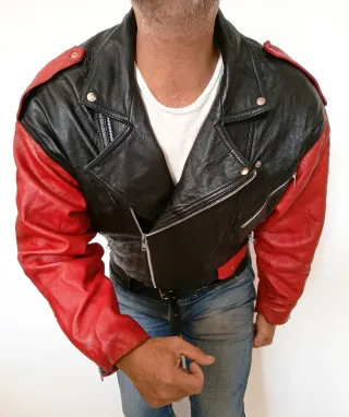 Cruzada Cuero auténtico Rockera Vintage L oversize