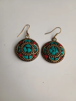 Pendientes árabes con turquesa y coral