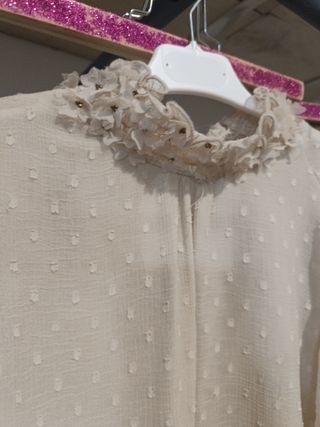 Conjunto Blusa Zara Beige y Marrón