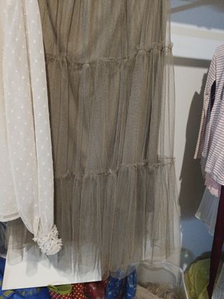 Conjunto Blusa Zara Beige y Marrón