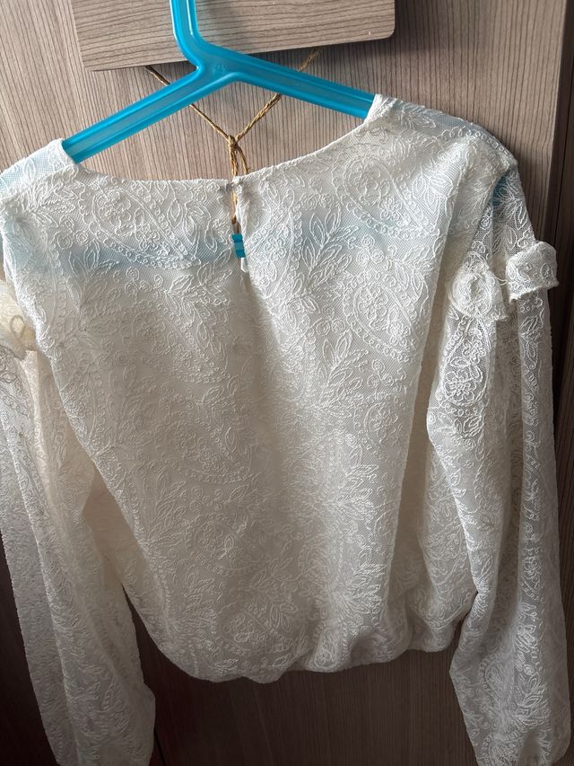Blusa Crop Zara Romántica Encaje Talla 13-14 niña