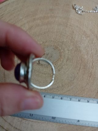 Anello Pietra Ametista Regolabile Argento
