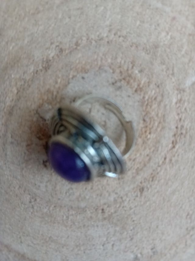 Anello Pietra Ametista Regolabile Argento