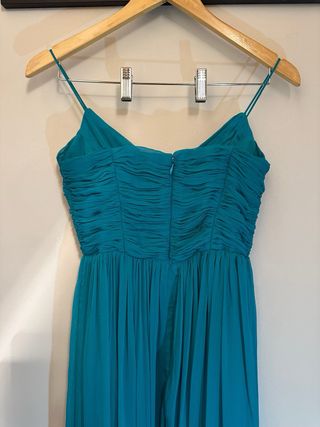 Vestido largo fiesta azul verdoso