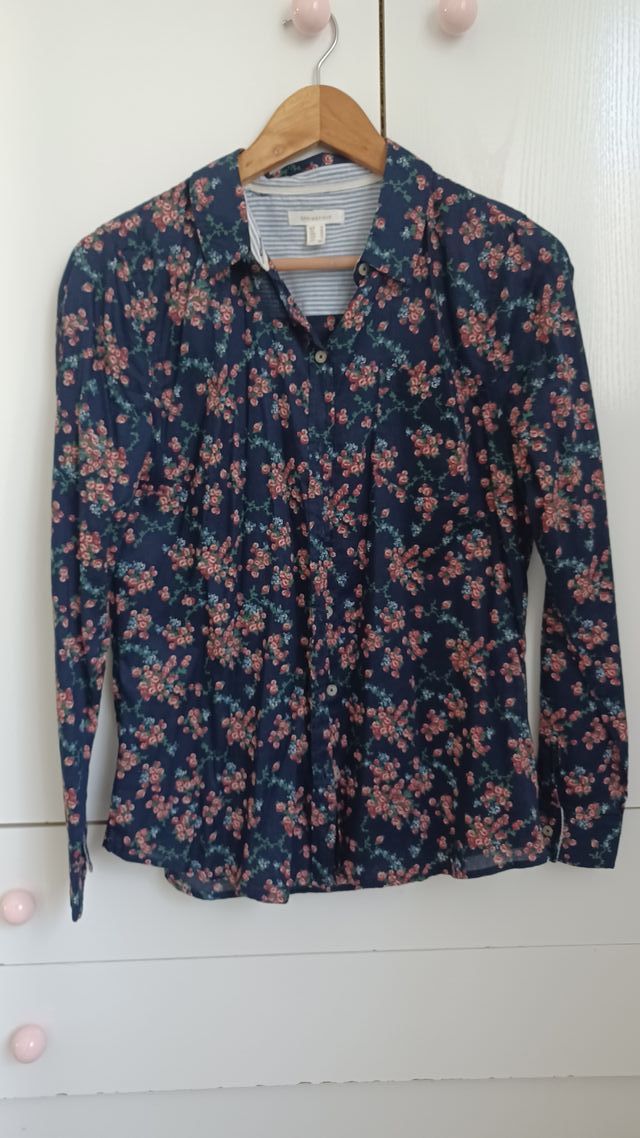 Camisa Springfield Azul Floral Manga Larga Talla M